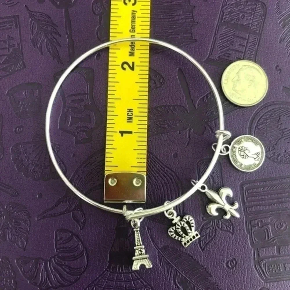 European Traveler High Polish Stainless Steel Adjustable Charm Bracelet NWT